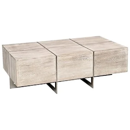 Mango Wood Rectangular Coffee Table with Iron Base